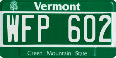VT license plate WFP602