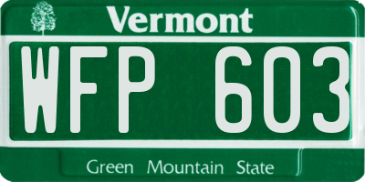 VT license plate WFP603