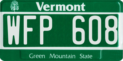 VT license plate WFP608