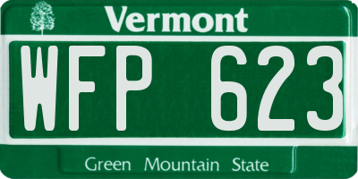 VT license plate WFP623