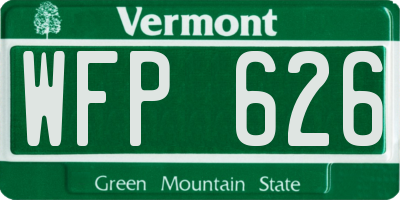 VT license plate WFP626