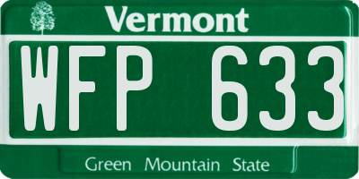 VT license plate WFP633
