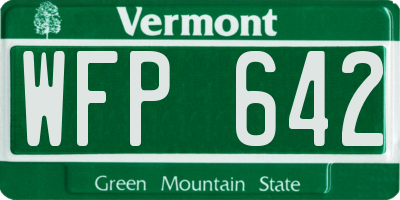 VT license plate WFP642