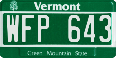 VT license plate WFP643