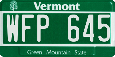 VT license plate WFP645