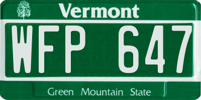 VT license plate WFP647
