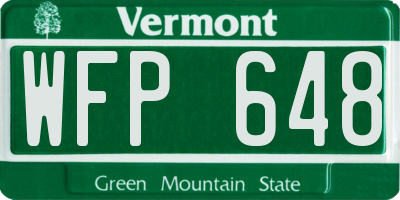 VT license plate WFP648
