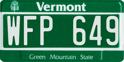 VT license plate WFP649