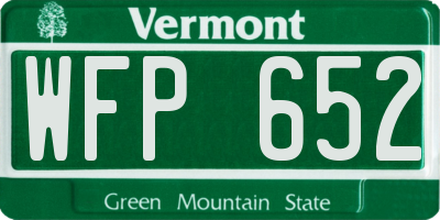 VT license plate WFP652