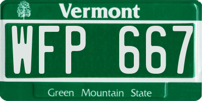 VT license plate WFP667