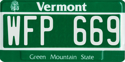 VT license plate WFP669