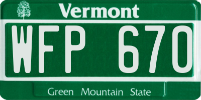 VT license plate WFP670