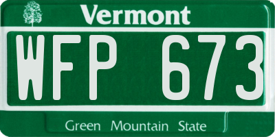 VT license plate WFP673