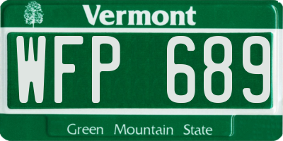 VT license plate WFP689