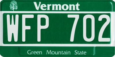 VT license plate WFP702