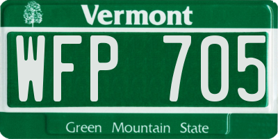 VT license plate WFP705