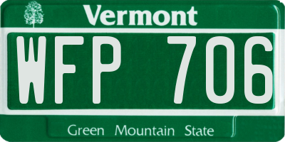 VT license plate WFP706