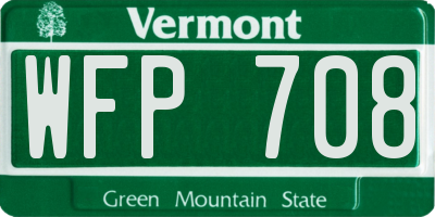 VT license plate WFP708