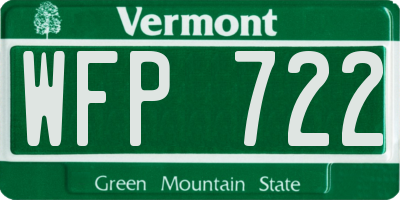 VT license plate WFP722