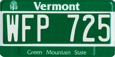 VT license plate WFP725