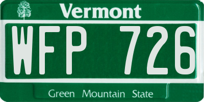 VT license plate WFP726