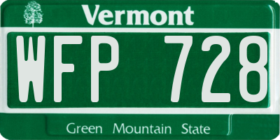 VT license plate WFP728