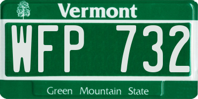 VT license plate WFP732