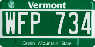 VT license plate WFP734
