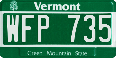 VT license plate WFP735