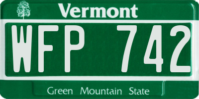 VT license plate WFP742