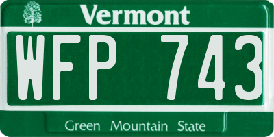 VT license plate WFP743