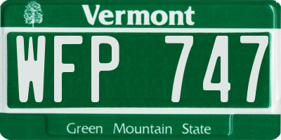 VT license plate WFP747