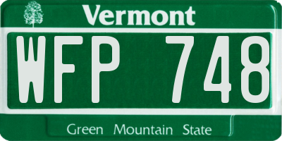 VT license plate WFP748