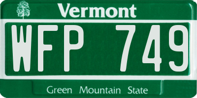 VT license plate WFP749