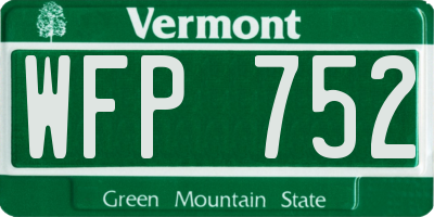 VT license plate WFP752