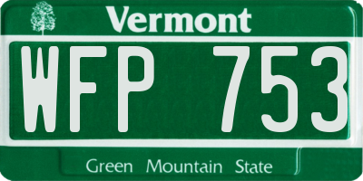 VT license plate WFP753