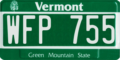 VT license plate WFP755