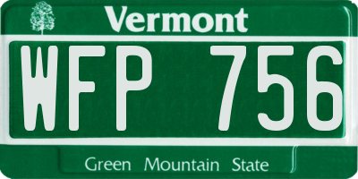 VT license plate WFP756