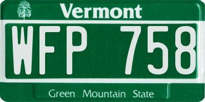 VT license plate WFP758