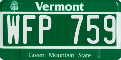 VT license plate WFP759