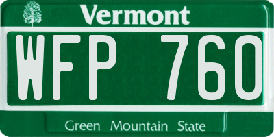 VT license plate WFP760