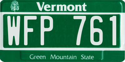 VT license plate WFP761