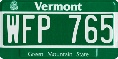 VT license plate WFP765