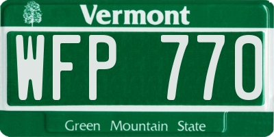 VT license plate WFP770