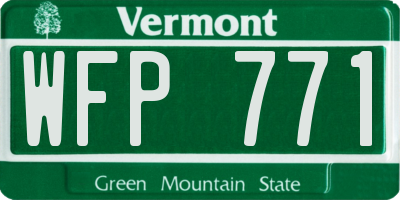 VT license plate WFP771