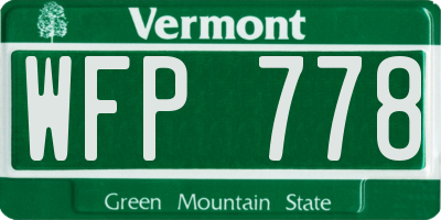 VT license plate WFP778