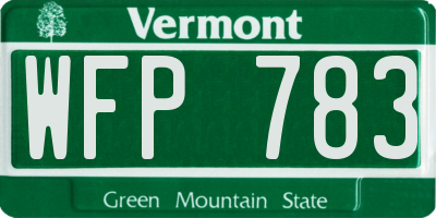 VT license plate WFP783