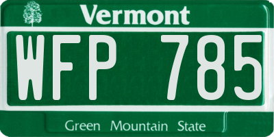 VT license plate WFP785