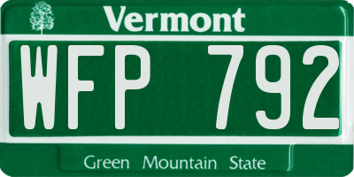 VT license plate WFP792