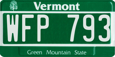 VT license plate WFP793